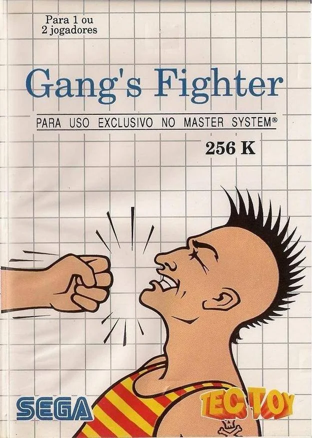 Portada brasilera de Gang's Fighter amb la marca Tec Toy i un puny colpejant un home amb cresta.