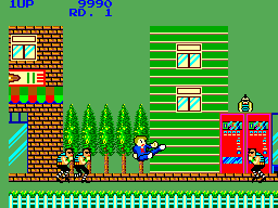 Steve executa una puntada voladora contra un adversari en un carrer urbà de My Hero.