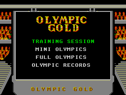 Menú principal amb Training Session, Mini Olympics, Full Olympics i Olympic Records.