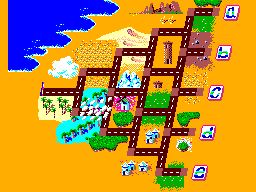 Mapa final d’OutRun 3-D amb les branques del recorregut i les cinc metes il·lustrades.