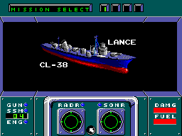 Pantalla de selecció de missió amb el Lance CL-38 i el panell naval inferior.