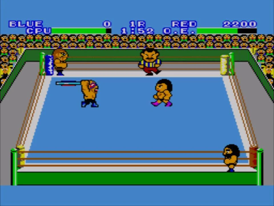 Un membre de Mad Soldiers ataca amb una cadira fora del centre del ring.