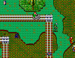 Vagoneta sanitària circulant per vies elevades sobre l’aigua de Swamp.