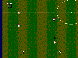 Llançament de falta vist des de la perspectiva elevada de Sensible Soccer: European Champions.