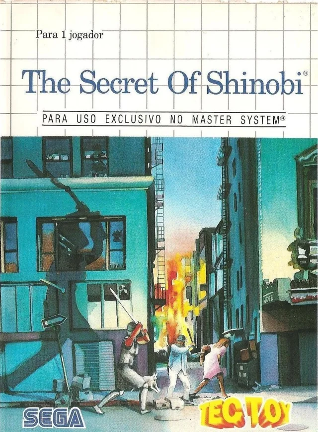 Portada brasilera de The Secret of Shinobi per a Master System, amb el logotip de TecToy.