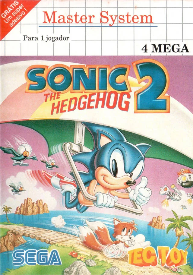 Portada brasilera de Sonic the Hedgehog 2 per a Master System, amb la marca Tec Toy.