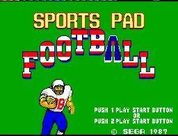 Pantalla de títol de Sports Pad Football amb un jugador sostenint la pilota i opcions per a un o dos jugadors.