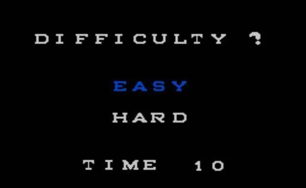 Menú de dificultat de Strider II amb les opcions Easy i Hard i un compte enrere.