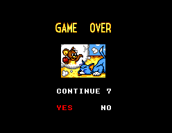 Pantalla de final de partida amb les opcions YES i NO per continuar.