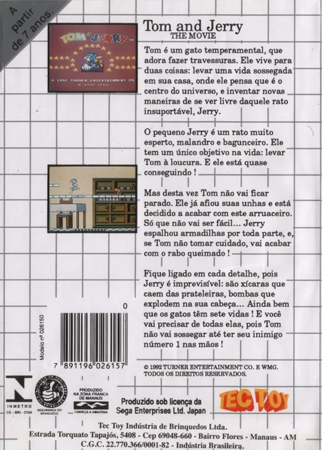 Contraportada brasilera amb text portuguès, dues captures i el logotip de Tec Toy.