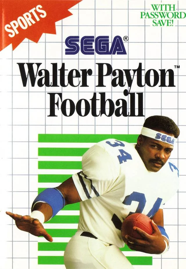 Portada nord-americana de Walter Payton Football amb Walter Payton sostenint una pilota.