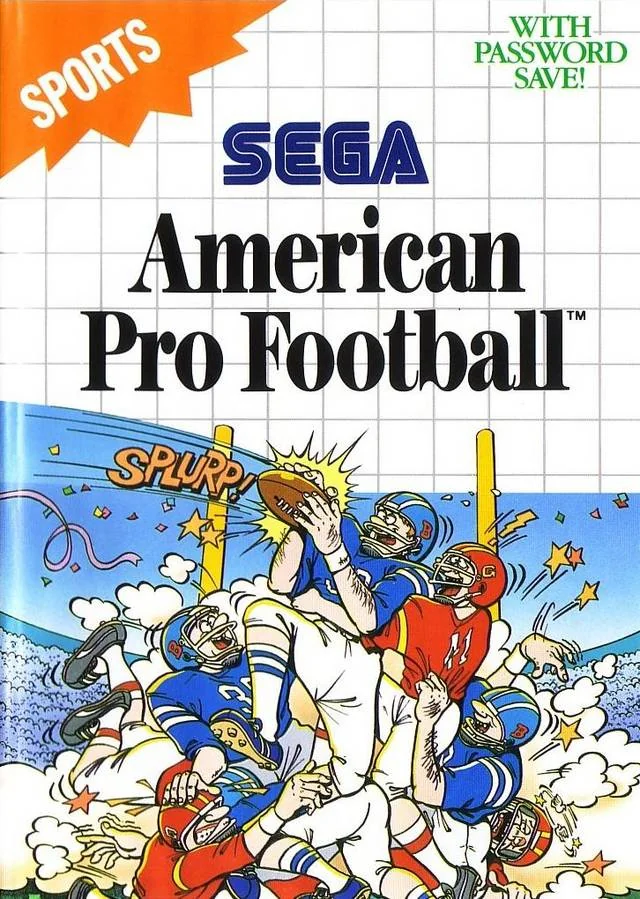 Portada europea d'American Pro Football amb diversos jugadors disputant la pilota.