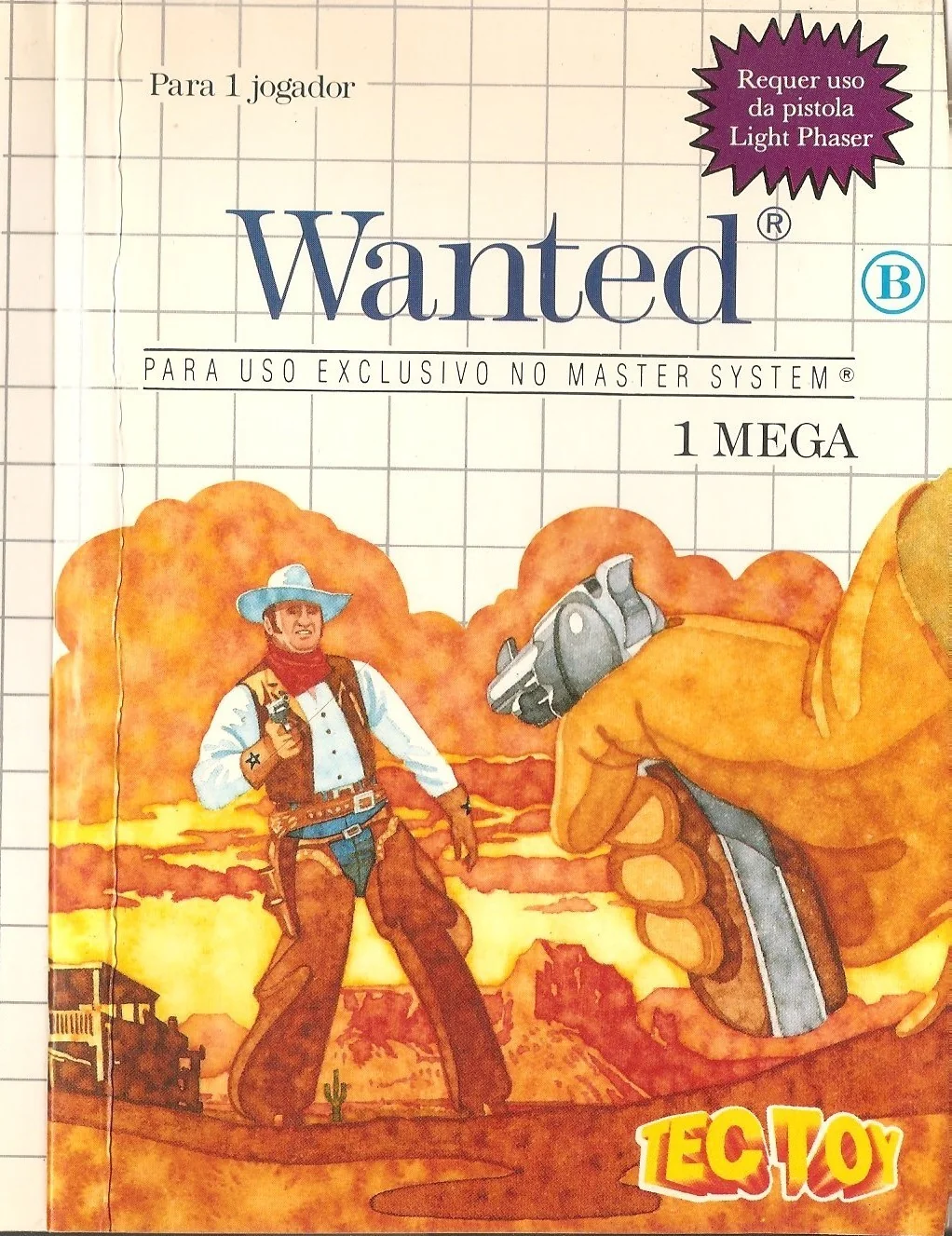 Portada brasilera de Wanted amb textos en portuguès, segell de Light Phaser i logotip de Tec Toy.