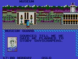 Un vigilant d’un museu d’Oslo dona una pista sobre el sospitós en una pantalla de l’edició de Master System.