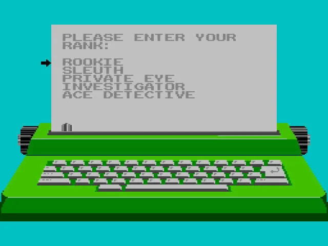 Menú de Master System amb els cinc rangs de detectiu, de Rookie a Ace Detective.