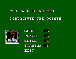 Pantalla de distribució dels atributs Speed, Power, Skill i Stamina.