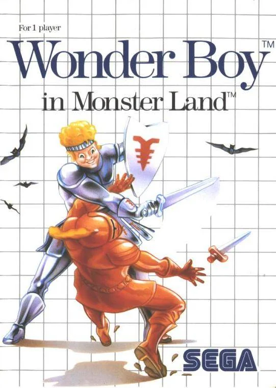 Portada europea de Wonder Boy in Monster Land per a Sega Master System.