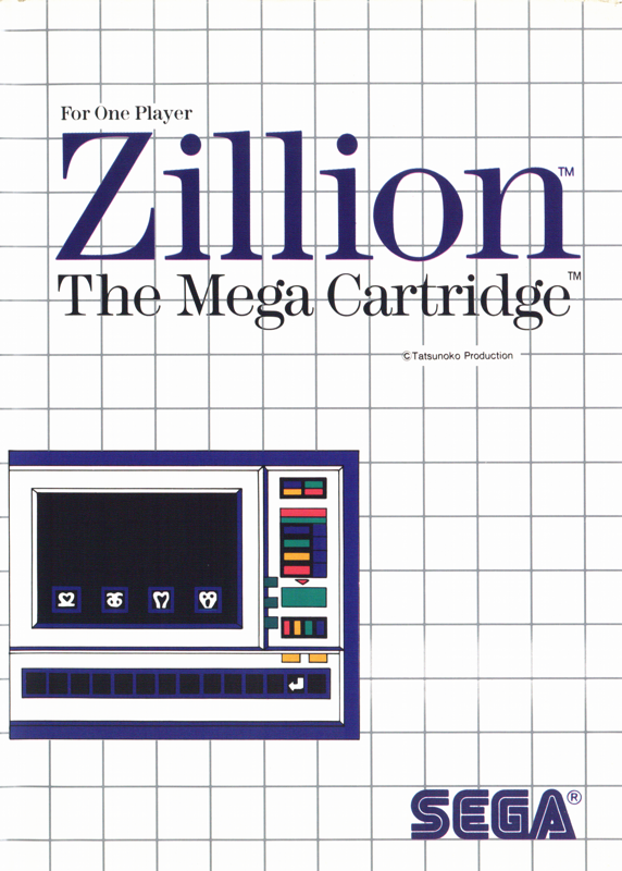 Portada nord-americana de Zillion per a Sega Master System, amb una il·lustració d’un terminal.