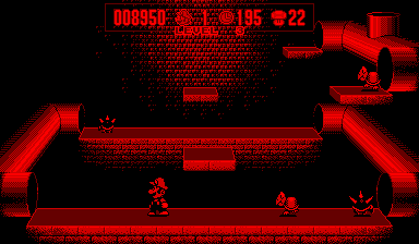 Mario entre Koopas, closques, plataformes i canonades en una sala de Mario Clash.