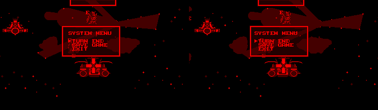 Menú del sistema de SD Gundam: Dimension War amb TURN END, SAVE GAME i EXIT sobre el mapa.