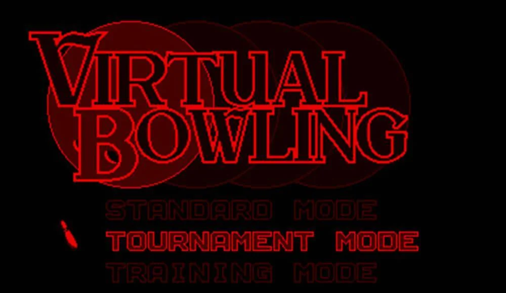 Menú principal de Virtual Bowling amb les opcions Standard Mode, Tournament Mode i Training Mode.