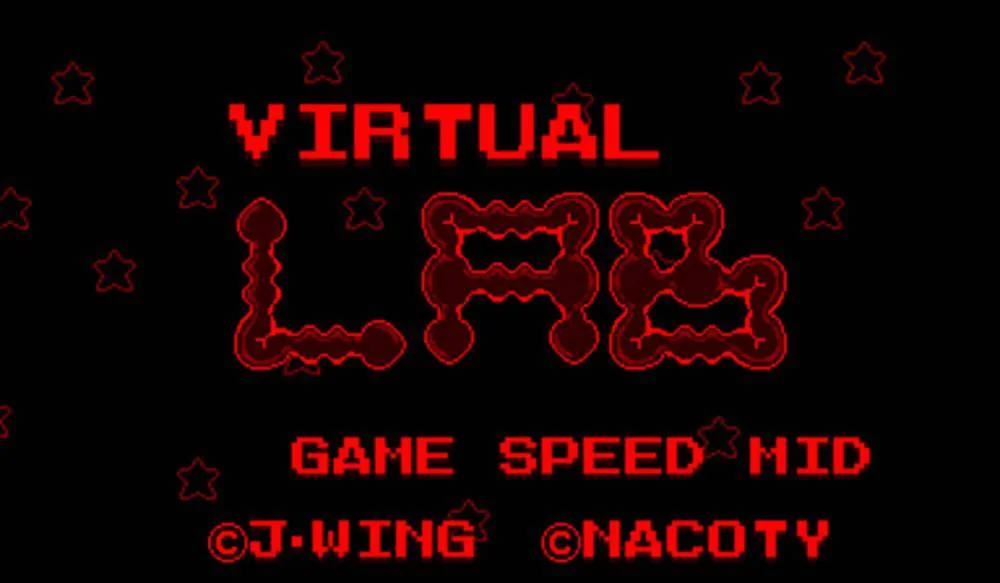 Pantalla de títol de Virtual Lab amb el selector de velocitat situat a MID.
